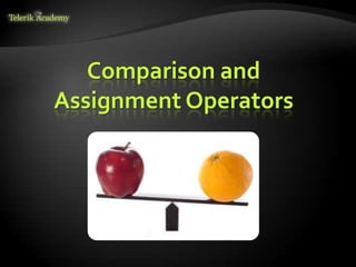 Comparison and
Assignment Operators
 