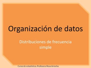 Organización de datos
   Distribuciones de frecuencia
              simple
 