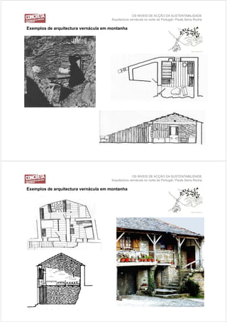 OS NÍVEIS DE ACÇÃO DA SUSTENTABILIDADE
                                      Arquitectura vernácula no norte de Portugal / Paula Serra Rocha

Exemplos de arquitectura vernácula em montanha
E    l d        it t         á l         t h




                                                    OS NÍVEIS DE ACÇÃO DA SUSTENTABILIDADE
                                      Arquitectura vernácula no norte de Portugal / Paula Serra Rocha

Exemplos de arquitectura vernácula em montanha
E    l d        it t         á l         t h
 