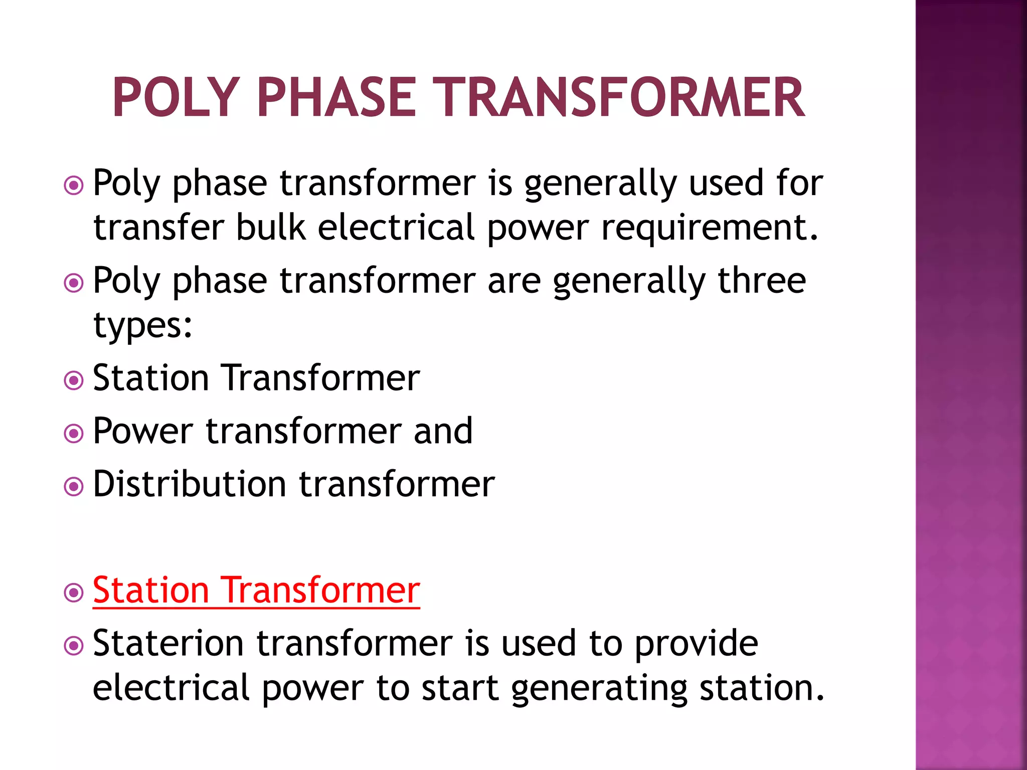 Basics of Poly phase transformer _ppt | PDF