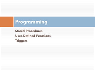 Stored Procedures User-Defined Functions Triggers Programming 