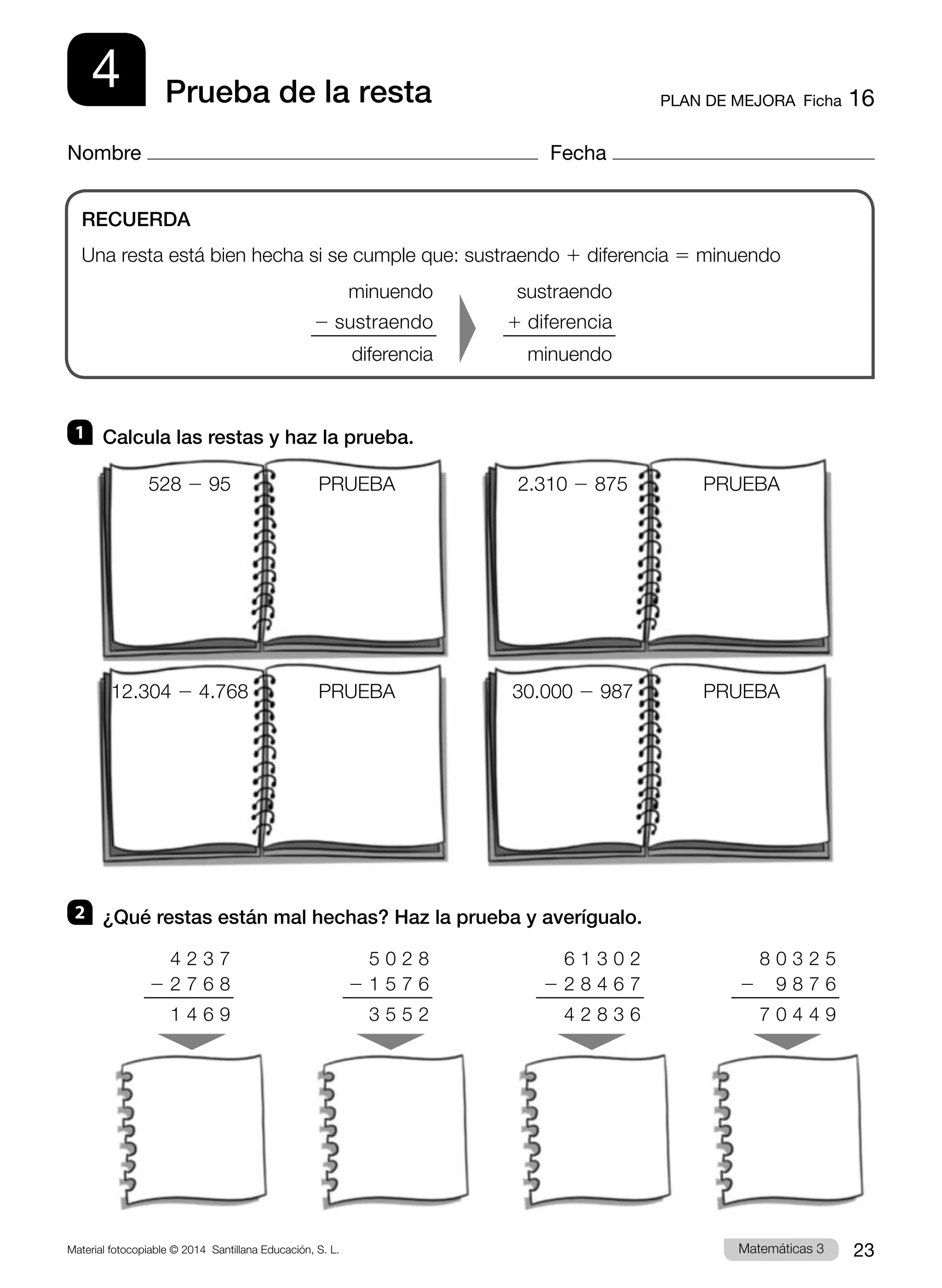 Ejercicios y Evaluación Matemáticas 3º primaria Santillana Proyecto ...