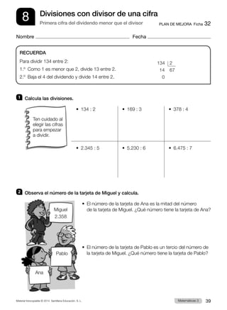 Ejercicios y Evaluación Matemáticas 3º primaria Santillana Proyecto ...