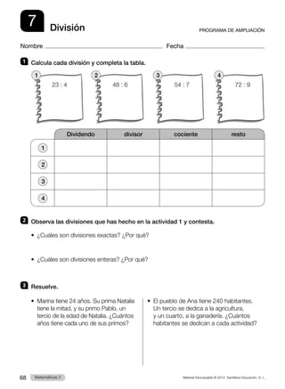Ejercicios y Evaluación Matemáticas 3º primaria Santillana Proyecto ...