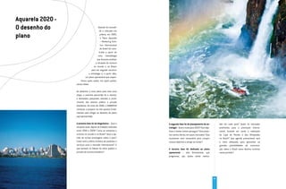 Aquarela 2020 -
O desenho do                              Quando foi concebi-
                                           do e colocado em

plano                                       prática, em 2005,
                                            o Plano Aquarela
                                            – Marketing Turís-
                                            tico Internacional
                                            do Brasil foi cons-
                                           truído a partir de
                                          uma metodologia
                                        que buscava analisar
                                       a situação do turismo
                                     no mundo e no Brasil,
                                   para em seguida construir
                                a estratégia e, a partir dela,
                            um plano operacional que especi-
                       ficava quais ações, em quais países,
                  seriam feitas.

                  Ao desenhar o novo plano para esta nova
                  etapa, o caminho percorrido foi o mesmo,
                  e demandou pesquisas, estudos e envol-
                  vimento dos setores público e privado
                  brasileiros. No início de 2009, a EMBRATUR
                  começou a preparar os três passos funda-
                  mentais para chegar ao desenho do plano
                  aqui apresentado.

                  A primeira fase foi de diagnóstico – Qual a     A segunda fase foi de planejamento da es-           das em cada país? Quais os mercados
                  situação atual, depois do trabalho realizado    tratégia – Qual a visão para 2020? Que obje-        prioritários para a promoção interna-
                  entre 2004 e 2009? Como se comporta o           tivos e metas vamos perseguir? Que produ-           cional, levando em conta a realização
                  turismo no mundo e no Brasil? Qual a opi-       tos vamos ofertar, em quais mercados? Que           da Copa do Mundo e das Olimpíadas
                  nião do turista estrangeiro sobre o país?       orçamento será necessário para cumprir              no Brasil? Que agenda promocional será
                  Como está a oferta turística de produtos e      nossos objetivos e atingir as metas?                a mais adequada para aproveitar as
                  serviços para o mercado internacional? O                                                            grandes possibilidades de comunica-
                  que pensam os líderes do setor público e        A terceira fase foi dedicada ao plano               ção sobre o Brasil como destino turístico
                  privado do turismo brasileiro?                  operacional – Que ferramentas, que                  nesse período?
                                                                  programas, que ações serão realiza-




                                                                                                                 29
 