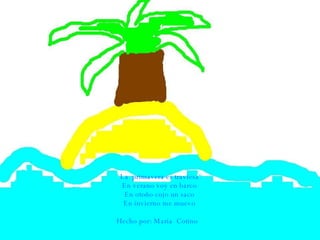 La  primavera es traviesa En verano voy en barco En otoño cojo un saco En invierno me muevo Hecho por: Maria  Cotino   