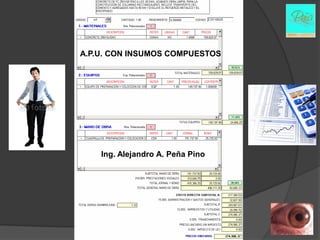 A.P.U. CON INSUMOS COMPUESTOS




    Ing. Alejandro A. Peña Pino
 