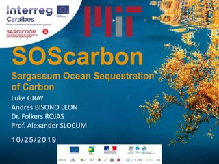SOScarbon
Sargassum Ocean Sequestration
of Carbon
Luke GRAY
Andres BISONO LEON
Dr. Folkers ROJAS
Prof. Alexander SLOCUM
10...