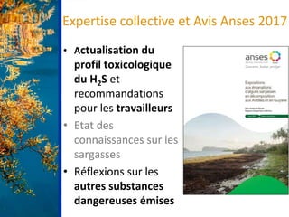 Expertise collective et Avis Anses 2017
• Actualisation du
profil toxicologique
du H2S et
recommandations
pour les travail...