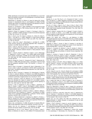 (2006). Identiﬁcation of small heat shock protein B8 (HSP22) as a novel TLR4           erates systemic autoimmunity in murine lupus. Proc. Natl. Acad. Sci. USA 103,
ligand and potential involvement in the pathogenesis of rheumatoid arthritis.          9970–9975.
J. Immunol. 176, 7021–7027.                                                            Sumpter, R., Jr., Loo, Y.M., Foy, E., Li, K., Yoneyama, M., Fujita, T., Lemon,
Rothenfusser, S., Goutagny, N., DiPerna, G., Gong, M., Monks, B.G., Schoe-             S.M., and Gale, M., Jr. (2005). Regulating intracellular antiviral defense and
nemeyer, A., Yamamoto, M., Akira, S., and Fitzgerald, K.A. (2005). The RNA             permissiveness to hepatitis C virus RNA replication through a cellular RNA heli-
helicase Lgp2 inhibits TLR-independent sensing of viral replication by retinoic        case, RIG-I. J. Virol. 79, 2689–2699.
acid-inducible gene-I. J. Immunol. 175, 5260–5268.                                     Sun, W., Li, Y., Chen, L., Chen, H., You, F., Zhou, X., Zhou, Y., Zhai, Z., Chen,
Ryzhakov, G., and Randow, F. (2007). SINTBAD, a novel component of innate              D., and Jiang, Z. (2009). ERIS, an endoplasmic reticulum IFN stimulator, acti-
antiviral immunity, shares a TBK1-binding domain with NAP1 and TANK.                   vates innate immune signaling through dimerization. Proc. Natl. Acad. Sci.
EMBO J. 26, 3180–3190.                                                                 USA 106, 8653–8658.
Sabbah, A., Chang, T.H., Harnack, R., Frohlich, V., Tominaga, K., Dube, P.H.,          Tabeta, K., Hoebe, K., Janssen, E.M., Du, X., Georgel, P., Crozat, K., Mudd, S.,
Xiang, Y., and Bose, S. (2009). Activation of innate immune antiviral responses        Mann, N., Sovath, S., Goode, J., et al. (2006). The Unc93b1 mutation 3d
by Nod2. Nat. Immunol. 10, 1073–1080.                                                  disrupts exogenous antigen presentation and signaling via Toll-like receptors
Saito, T., Hirai, R., Loo, Y.M., Owen, D., Johnson, C.L., Sinha, S.C., Akira, S.,      3, 7 and 9. Nat. Immunol. 7, 156–164.
Fujita, T., and Gale, M., Jr. (2007). Regulation of innate antiviral defenses          Taganov, K.D., Boldin, M.P., Chang, K.J., and Baltimore, D. (2006).
through a shared repressor domain in RIG-I and LGP2. Proc. Natl. Acad.                 NF-kappaB-dependent induction of microRNA miR-146, an inhibitor targeted
Sci. USA 104, 582–587.                                                                 to signaling proteins of innate immune responses. Proc. Natl. Acad. Sci. USA
Saito, T., Owen, D.M., Jiang, F., Marcotrigiano, J., and Gale, M., Jr. (2008).         103, 12481–12486.
Innate immunity induced by composition-dependent RIG-I recognition of                  Takahashi, K., Kawai, T., Kumar, H., Sato, S., Yonehara, S., and Akira, S.
hepatitis C virus RNA. Nature 454, 523–527.                                            (2006). Roles of caspase-8 and caspase-10 in innate immune responses to
Saitoh, T., Fujita, N., Jang, M.H., Uematsu, S., Yang, B.G., Satoh, T., Omori, H.,     double-stranded RNA. J. Immunol. 176, 4520–4524.
Noda, T., Yamamoto, N., Komatsu, M., et al. (2008). Loss of the autophagy              Takahasi, K., Yoneyama, M., Nishihori, T., Hirai, R., Kumeta, H., Narita, R.,
protein Atg16L1 enhances endotoxin-induced IL-1beta production. Nature                 Gale, M., Jr., Inagaki, F., and Fujita, T. (2008). Nonself RNA-sensing mecha-
456, 264–268.                                                                          nism of RIG-I helicase and activation of antiviral immune responses. Mol.
Saitoh, T., Fujita, N., Hayashi, T., Takahara, K., Satoh, T., Lee, H., Matsunaga,      Cell 29, 428–440.
K., Kageyama, S., Omori, H., Noda, T., et al. (2009). Atg9a controls dsDNA-            Takahasi, K., Kumeta, H., Tsuduki, N., Narita, R., Shigemoto, T., Hirai, R.,
driven dynamic translocation of STING and the innate immune response.                  Yoneyama, M., Horiuchi, M., Ogura, K., Fujita, T., and Inagaki, F. (2009). Solu-
Proc. Natl. Acad. Sci. USA. Published online November 19, 2009. 10.1073/               tion structures of cytosolic RNA sensor MDA5 and LGP2 C-terminal domains:
pnas.0911267106.                                                                       identiﬁcation of the RNA recognition loop in RIG-I-like receptors. J. Biol.
Sasai, M., Shingai, M., Funami, K., Yoneyama, M., Fujita, T., Matsumoto, M.,           Chem. 284, 17465–17474.
and Seya, T. (2006). NAK-associated protein 1 participates in both the TLR3            Takaoka, A., Wang, Z., Choi, M.K., Yanai, H., Negishi, H., Ban, T., Lu, Y., Miya-
and the cytoplasmic pathways in type I IFN induction. J. Immunol. 177,                 gishi, M., Kodama, T., Honda, K., et al. (2007). DAI (DLM-1/ZBP1) is a cytosolic
8676–8683.                                                                             DNA sensor and an activator of innate immune response. Nature 448,
Satoh, S., Kato, H., Kumagai, Y., Yoneyama, M., Sato, S., Matsushita, K., Tsu-         501–505.
jimura, T., Fujita, T., Akira, S., and Takeuchi, O. (2010). LGP2 is a positive regu-   Takeuchi, O., and Akira, S. (2009). Innate immunity to virus infection. Immunol.
lator of RIG-I- and MDA5-mediated antiviral responses. Proc. Natl. Acad. Sci.          Rev. 227, 75–86.
USA 107, 1512–1517.                                                                    Tal, M.C., Sasai, M., Lee, H.K., Yordy, B., Shadel, G.S., and Iwasaki, A. (2009).
Schlee, M., Roth, A., Hornung, V., Hagmann, C.A., Wimmenauer, V., Barchet,             Absence of autophagy results in reactive oxygen species-dependent ampliﬁ-
W., Coch, C., Janke, M., Mihailovic, A., Wardle, G., et al. (2009). Recognition of     cation of RLR signaling. Proc. Natl. Acad. Sci. USA 106, 2770–2775.
50 triphosphate by RIG-I helicase requires short blunt double-stranded RNA as          Tenoever, B.R., Ng, S.L., Chua, M.A., McWhirter, S.M., Garcia-Sastre, A., and
contained in panhandle of negative-strand virus. Immunity 31, 25–34.                   Maniatis, T. (2007). Multiple functions of the IKK-related kinase IKKepsilon in
Schmidt, A., Schwerd, T., Hamm, W., Hellmuth, J.C., Cui, S., Wenzel, M., Hoff-         interferon-mediated antiviral immunity. Science 315, 1274–1278.
mann, F.S., Michallet, M.C., Besch, R., Hopfner, K.P., et al. (2009). 50 -triphos-     Tian, J., Avalos, A.M., Mao, S.Y., Chen, B., Senthil, K., Wu, H., Parroche, P.,
phate RNA requires base-paired structures to activate antiviral signaling via          Drabic, S., Golenbock, D., Sirois, C., et al. (2007). Toll-like receptor 9-depen-
RIG-I. Proc. Natl. Acad. Sci. USA 106, 12067–12072.                                    dent activation by DNA-containing immune complexes is mediated by HMGB1
Schmitz, F., Heit, A., Guggemoos, S., Krug, A., Mages, J., Schiemann, M.,              and RAGE. Nat. Immunol. 8, 487–496.
Adler, H., Drexler, I., Haas, T., Lang, R., and Wagner, H. (2007). Interferon-         Tseng, P.H., Matsuzawa, A., Zhang, W., Mino, T., Vignali, D.A., and Karin, M.
regulatory-factor 1 controls Toll-like receptor 9-mediated IFN-beta production         (2009). Different modes of ubiquitination of the adaptor TRAF3 selectively acti-
in myeloid dendritic cells. Eur. J. Immunol. 37, 315–327.                              vate the expression of type I interferons and proinﬂammatory cytokines. Nat.
Sepulveda, F.E., Maschalidi, S., Colisson, R., Heslop, L., Ghirelli, C., Sakka, E.,    Immunol. 11, 70–75.
Lennon-Dumenil, A.M., Amigorena, S., Cabanie, L., and Manoury, B. (2009).              Uematsu, S., Fujimoto, K., Jang, M.H., Yang, B.G., Jung, Y.J., Nishiyama, M.,
Critical role for asparagine endopeptidase in endocytic Toll-like receptor             Sato, S., Tsujimura, T., Yamamoto, M., Yokota, Y., et al. (2008). Regulation of
signaling in dendritic cells. Immunity 31, 737–748.                                    humoral and cellular gut immunity by lamina propria dendritic cells expressing
Sheedy, F.J., Palsson-McDermott, E., Hennessy, E.J., Martin, C., O’Leary, J.,          Toll-like receptor 5. Nat. Immunol. 9, 769–776.
Ruan, Q., Johnson, D.P., Chen, Y., and O’Neill, L.A. (2009). Negative regulation       Viglianti, G.A., Lau, C.M., Hanley, T.M., Miko, B.A., Shlomchik, M.J., and
of TLR4 via targeting of the proinﬂammatory tumor suppressor PDCD4 by the              Marshak-Rothstein, A. (2003). Activation of autoreactive B cells by CpG
microRNA miR-21. Nat. Immunol. 11, 141–147.                                            dsDNA. Immunity 19, 837–847.
Stetson, D.B., and Medzhitov, R. (2006). Recognition of cytosolic DNA acti-            Vollmer, J., Tluk, S., Schmitz, C., Hamm, S., Jurk, M., Forsbach, A., Akira, S.,
vates an IRF3-dependent innate immune response. Immunity 24, 93–103.                   Kelly, K.M., Reeves, W.H., Bauer, S., and Krieg, A.M. (2005). Immune stimula-
Stetson, D.B., Ko, J.S., Heidmann, T., and Medzhitov, R. (2008). Trex1                 tion mediated by autoantigen binding sites within small nuclear RNAs involves
prevents cell-intrinsic initiation of autoimmunity. Cell 134, 587–598.                 Toll-like receptors 7 and 8. J. Exp. Med. 202, 1575–1585.
Subramanian, S., Tus, K., Li, Q.Z., Wang, A., Tian, X.H., Zhou, J., Liang, C.,         Warger, T., Hilf, N., Rechtsteiner, G., Haselmayer, P., Carrick, D.M., Jonuleit,
Bartov, G., McDaniel, L.D., Zhou, X.J., et al. (2006). A Tlr7 translocation accel-     H., von Landenberg, P., Rammensee, H.G., Nicchitta, C.V., Radsak, M.P.,



                                                                                               Cell 140, 805–820, March 19, 2010 ª2010 Elsevier Inc. 819
 