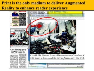 Print is the only medium to deliver Augmented
Reality to enhance reader experience
 