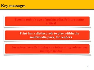 Key messages
5
ABP is the foremost media group in
India with a diverse mix of media
assets
Print has a distinct role to play within the 
multimedia pack, for readers
For advertisers Print plays an integrating role across  
multiple media
Even in today’s age of multimedia, Print remains 
critical
 