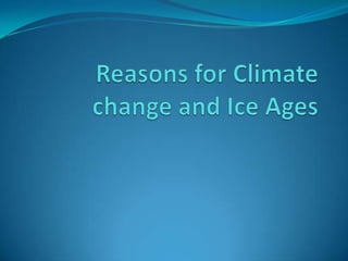 Reasons for Climate change and Ice Ages 