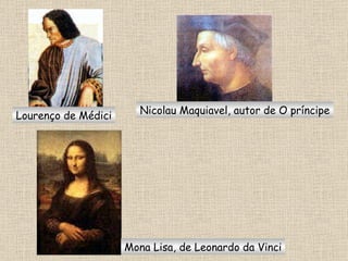 Lourenço de Médici Nicolau Maquiavel, autor de O príncipe Mona Lisa, de Leonardo da Vinci 
