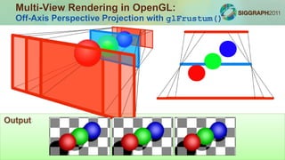 Multi-View Rendering in OpenGL:
Off-Axis Perspective Projection with glFrustum()
Output
 