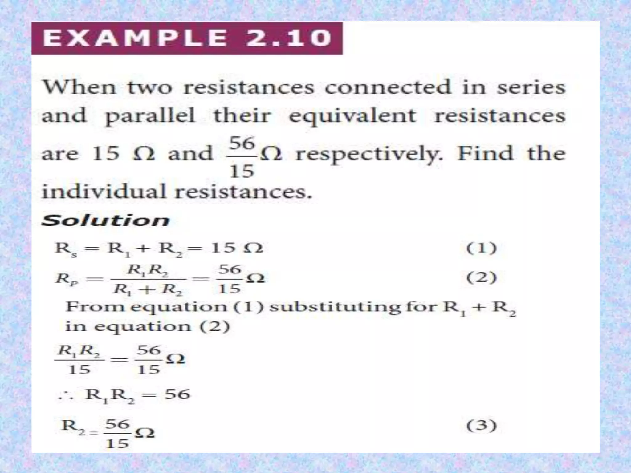 RESISTORS IN SERIES AND PARALLEL