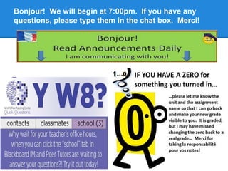 Bonjour! We will begin at 7:00pm. If you have any
questions, please type them in the chat box. Merci!
 