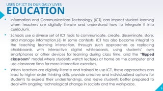 The Role and Impact of ICT in Daily Life: Communication, Education, and ...