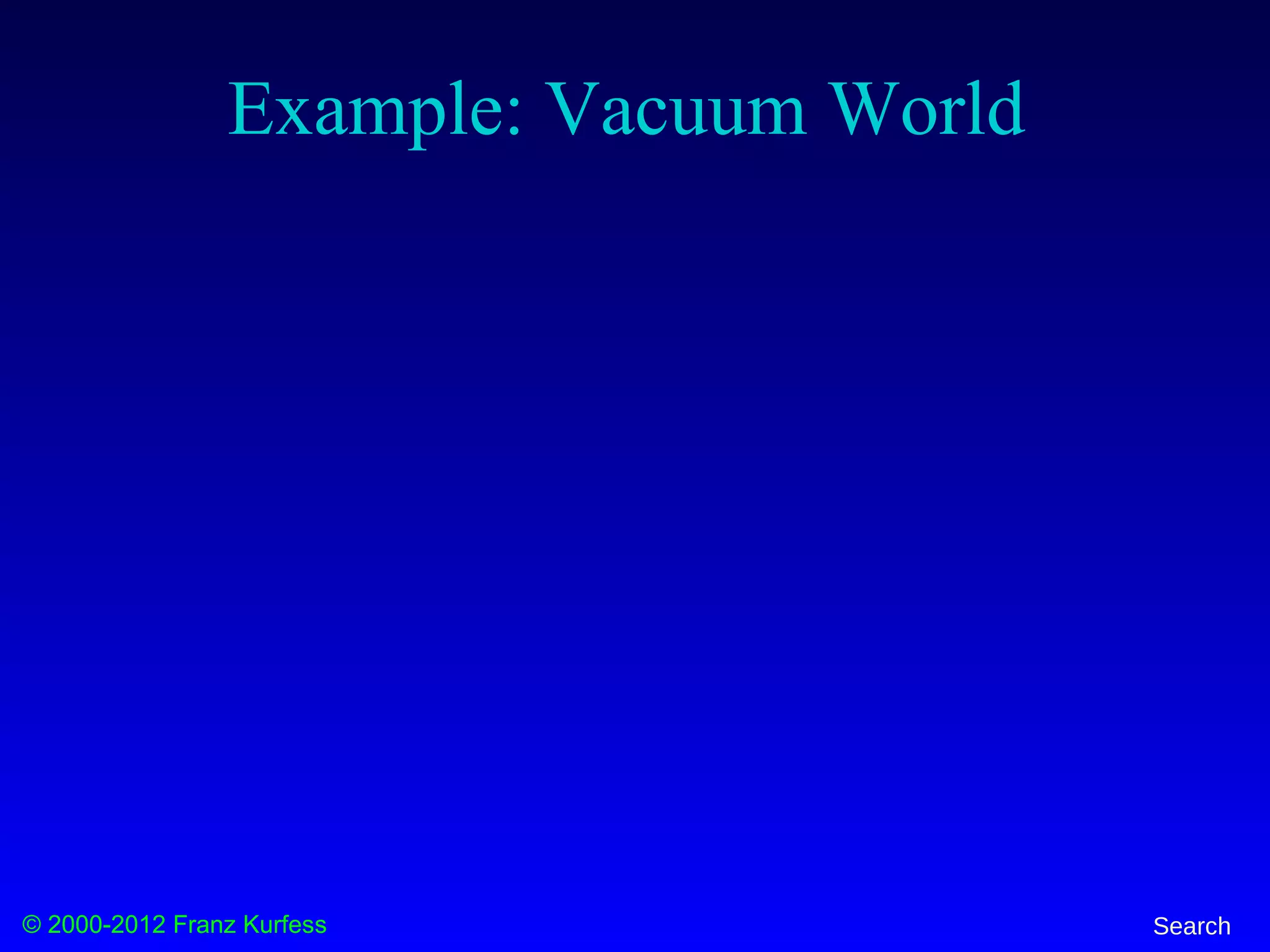 © 2000-2012 Franz Kurfess Search
Example: Vacuum World
 