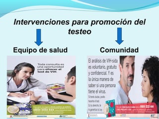 Intervenciones para promoción del
testeo
Equipo de salud Comunidad
 