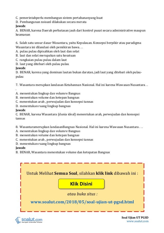  Soal  Ujian  UT  PGSD MKDU4111  Pendidikan Kewarganegaraan 