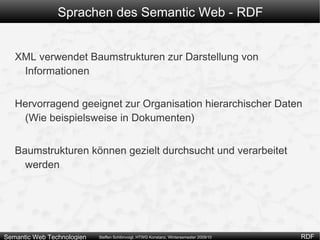 Sprachen des Semantic Web - RDF XML verwendet Baumstrukturen zur Darstellung von Informationen 