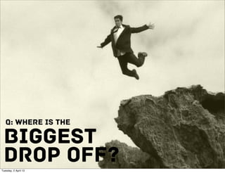 Q: where is the

 BIGGEST
 DROP OFF?
Tuesday, 2 April 13
 