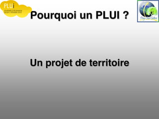 Pourquoi un PLUI ?
Un projet de territoire
 