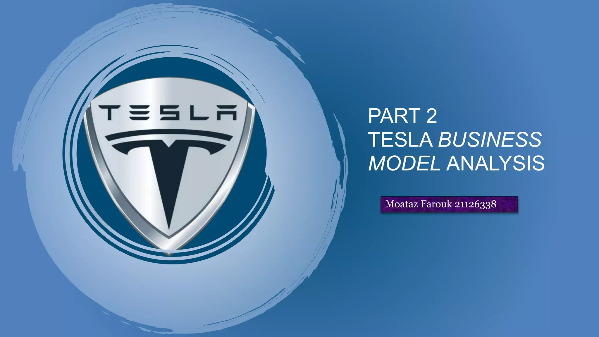 PART 2
TESLA BUSINESS
MODEL ANALYSIS
Moataz Farouk 21126338
 