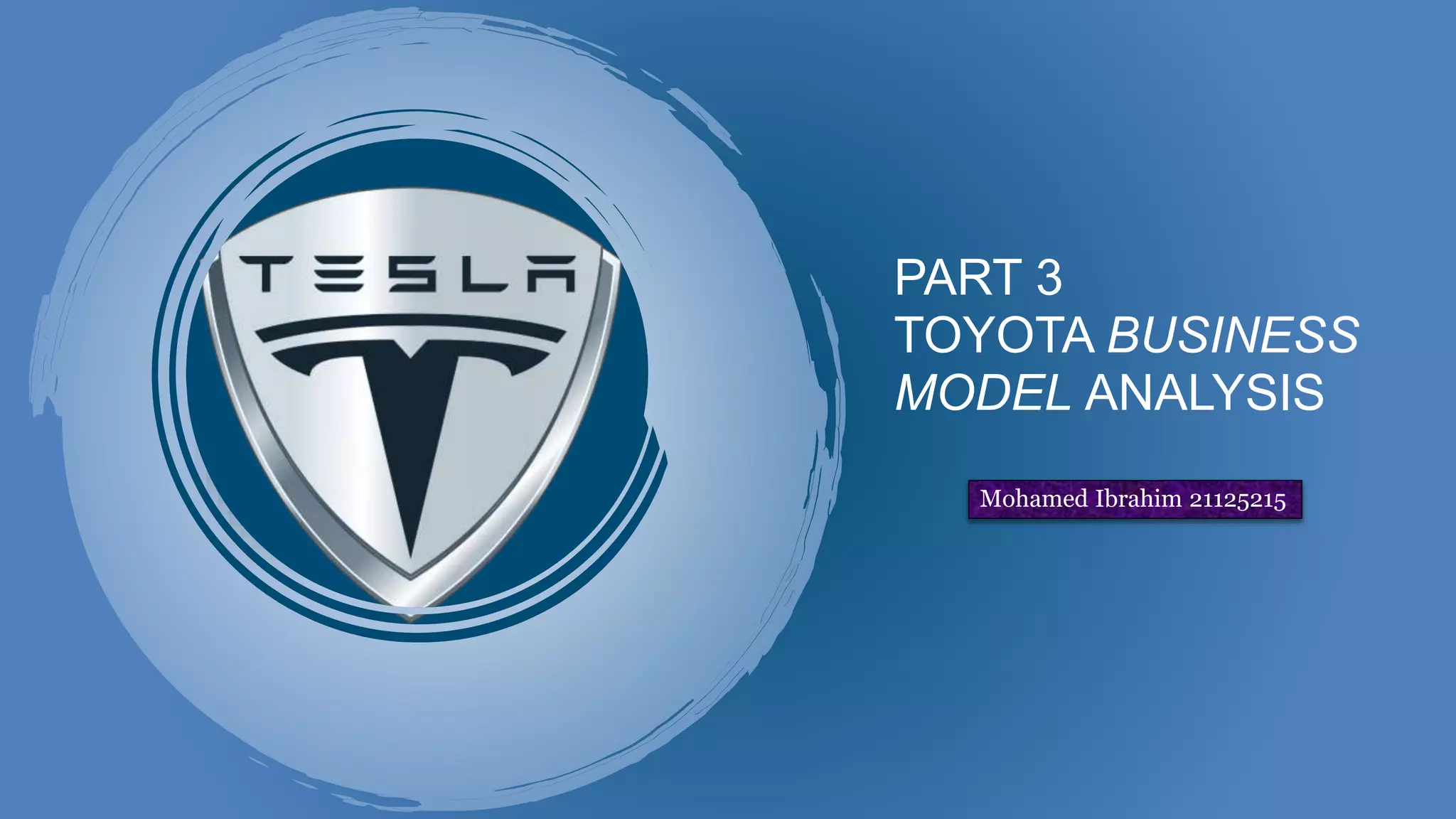 PART 3
TOYOTA BUSINESS
MODEL ANALYSIS
Mohamed Ibrahim 21125215
 