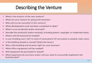 7-17
Describing the Venture
 