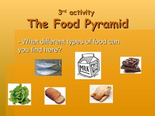 3 rd  activity  The Food Pyramid - What different types of food can you find here?  