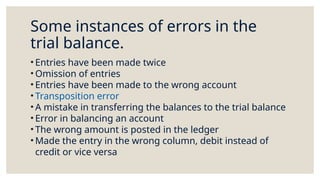 Transpositional Error Comprehensive Guide to Ledger and Trial Balance in Financial Accounting ...