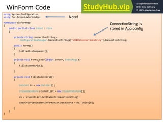 Connection String Winform .net 3-Tier Architecture Step By Step Exercises | PDF