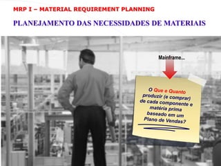 Mainframe...
MRP I – MATERIAL REQUIREMENT PLANNING
PLANEJAMENTO DAS NECESSIDADES DE MATERIAIS
 