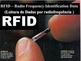 RFID
RFID – Radio Frequency Identification Data
(Leitura de Dados por radiofrequência )
 