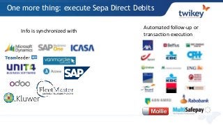 One more thing: execute Sepa Direct Debits
Info is synchronized with
Automated follow-up or
transaction execution
 