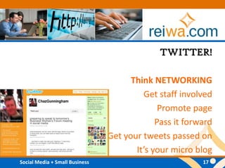 TWITTER! Think NETWORKINGGet staff involvedPromote pagePass it forwardGet your tweets passed onIt’s your micro blog