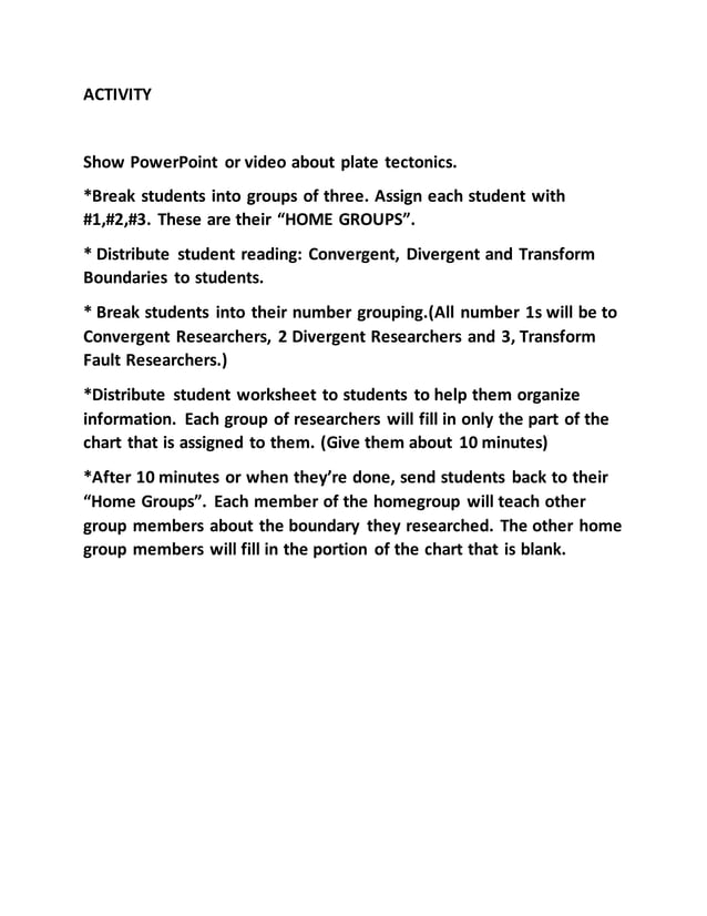TYPES OF PLATE BOUNDARIES ACTIVITY PDF