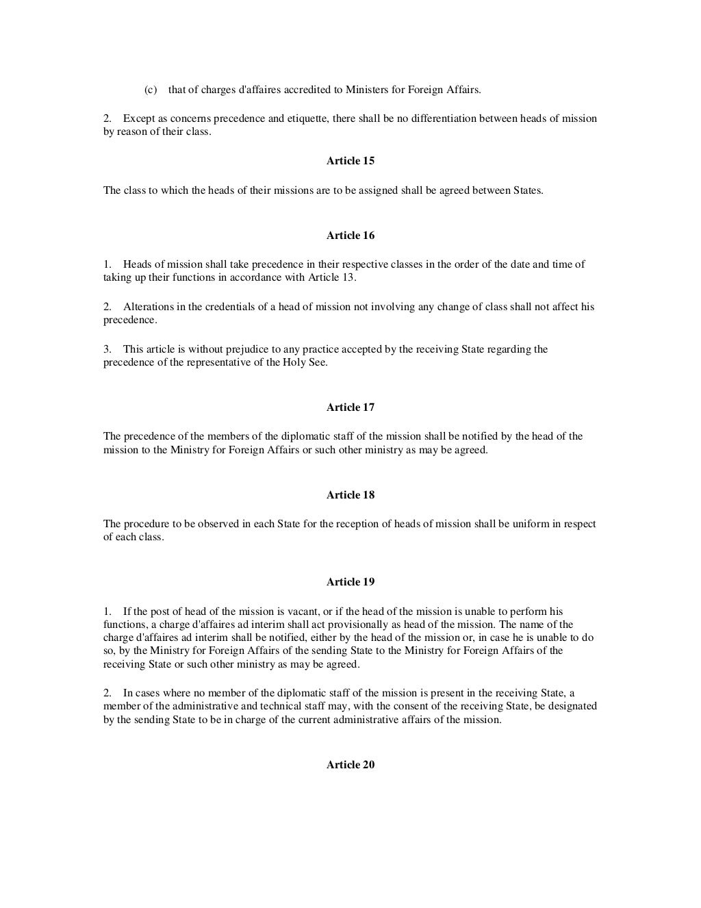 vienna convention of 1961 vienna convention of 1961