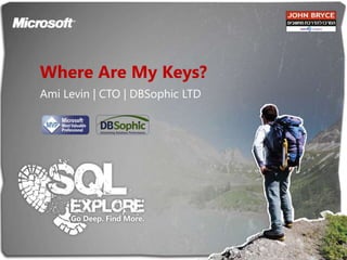 Where Are My Keys? Ami Levin | CTO | DBSophic LTD 