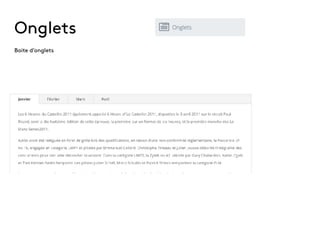 Onglets
Boite d’onglets
 