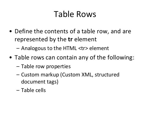 3 wordprocessing ml subject - tables