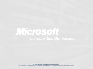 ? 2006 Microsoft Corporation. All rights reserved. This presentation is for informational purposes only. Microsoft makes no warranties, express or implied, in this summary. 