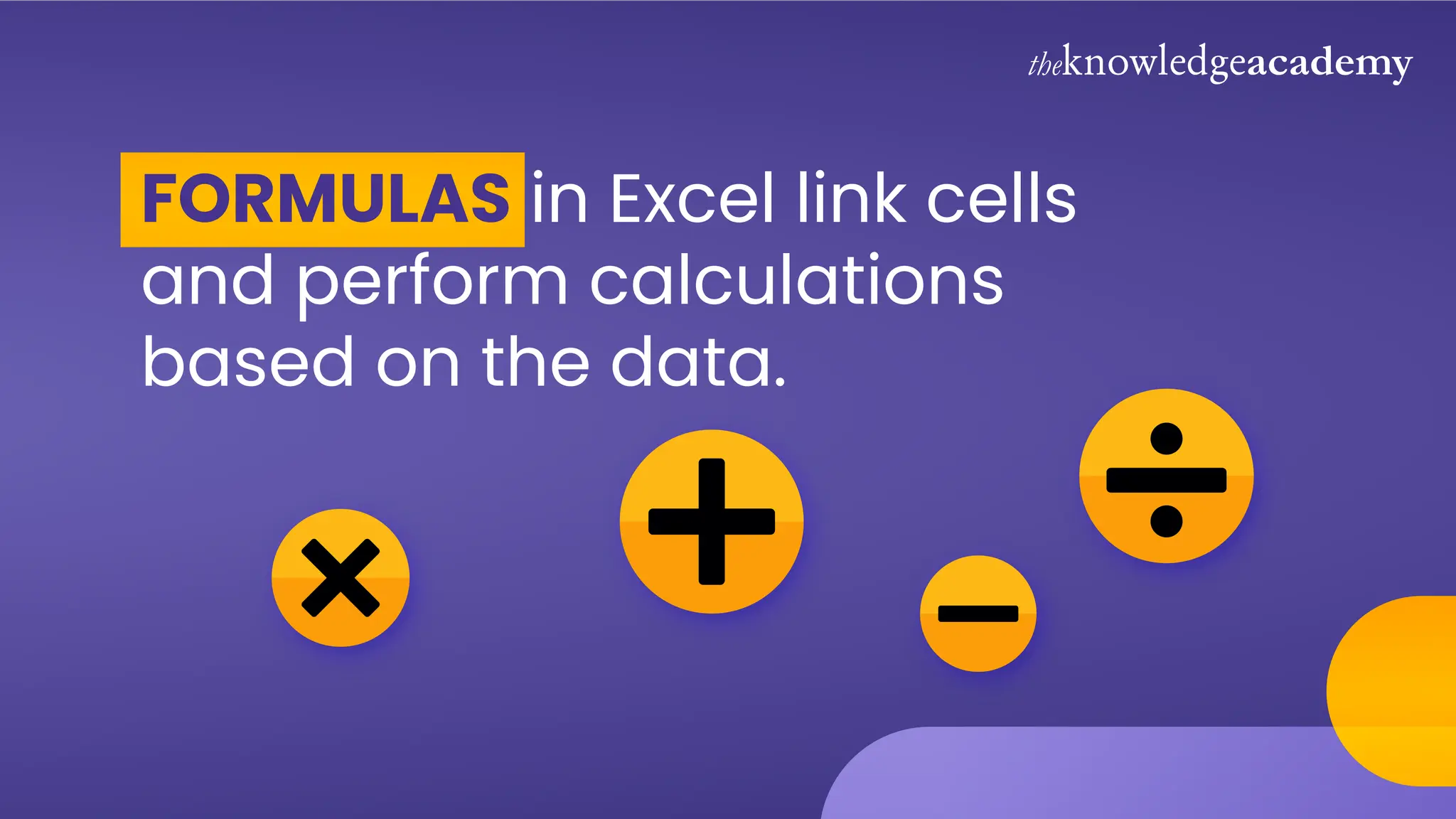FORMULAS in Excel link cells
and perform calculations
based on the data.