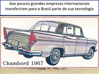 Aos poucos grandes empresas internacionais 
transferiram para o Brasil parte de sua tecnologia 
 