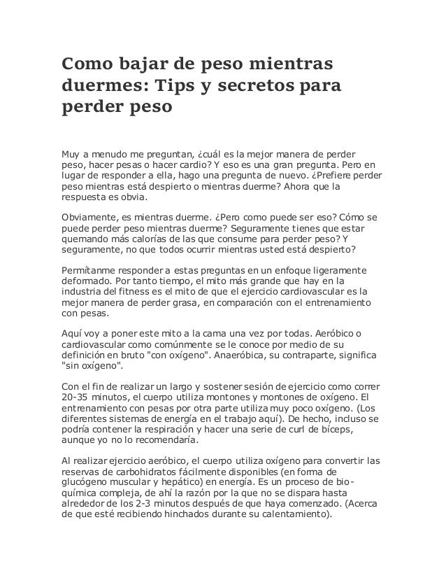 30 Como Bajar De Peso Mientras Duermes Tips Y Secretos Para Perder P