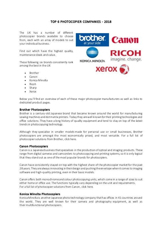 copier machine brands