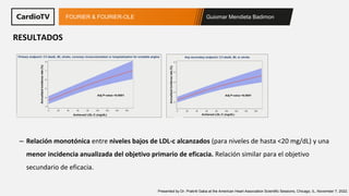 Guiomar Mendieta Badimon
FOURIER & FOURIER-OLE
RESULTADOS
– Relación monotónica entre niveles bajos de LDL-c alcanzados (p...