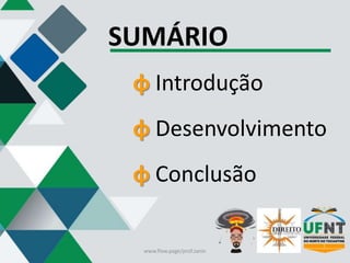SUMÁRIO
φ Introdução
φ Desenvolvimento
φ Conclusão
www.flow.page/prof.zanin
 